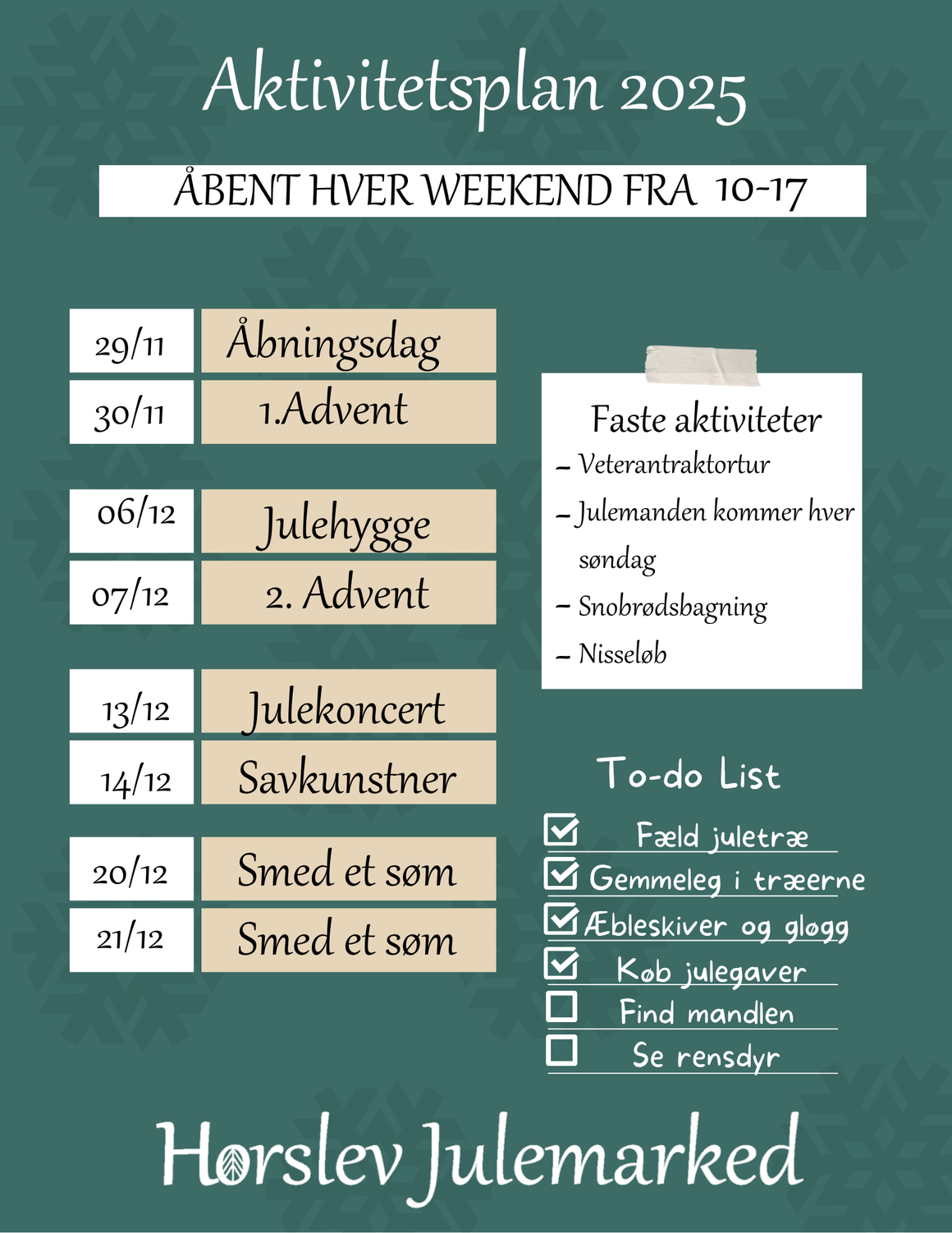Aktivitetsplan for Hørslev Julemarked